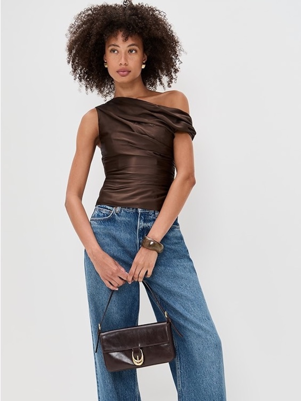 Nwt reformation Hera silk top in black bean / size 0 - Picture 2 of 8